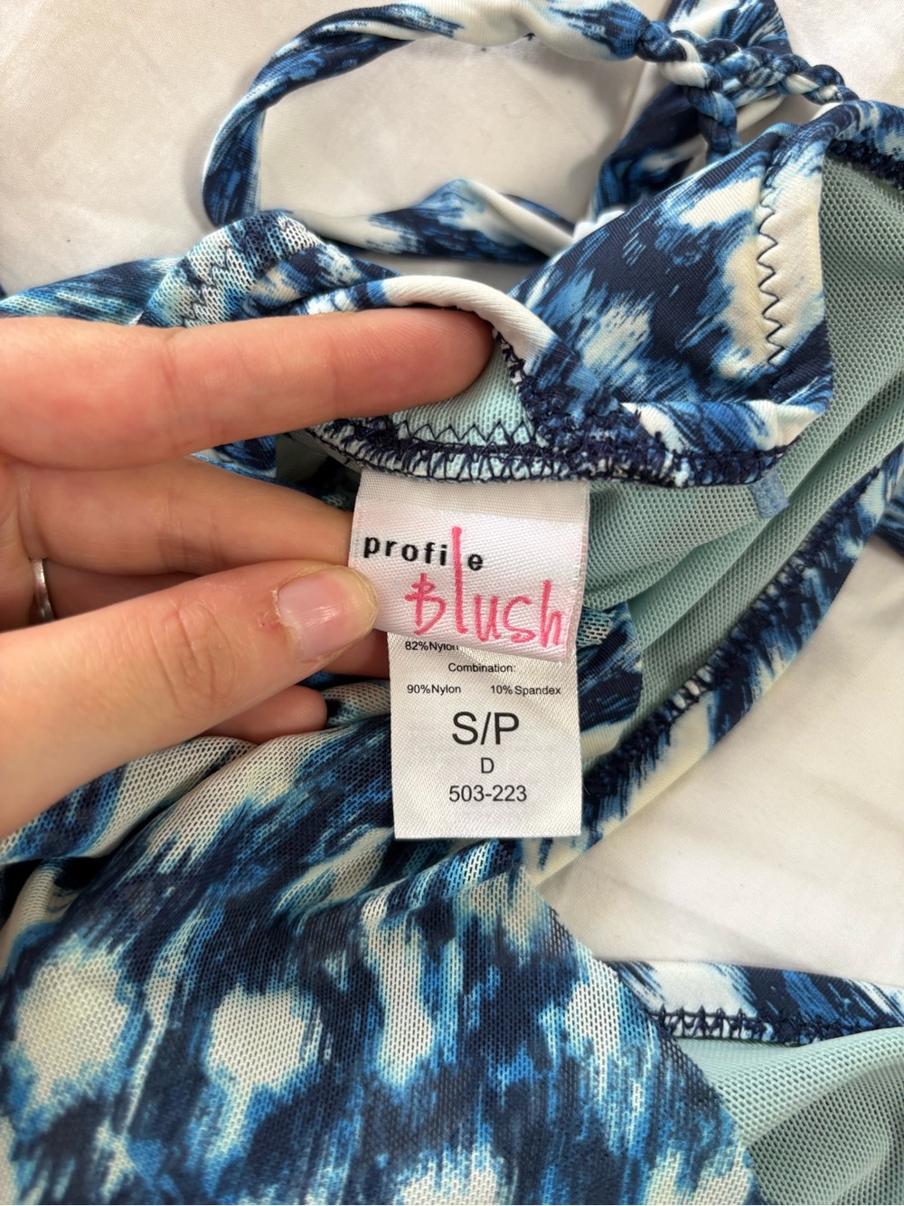Blue Patterned Halter Tankini Top - Picture 7 of 8
